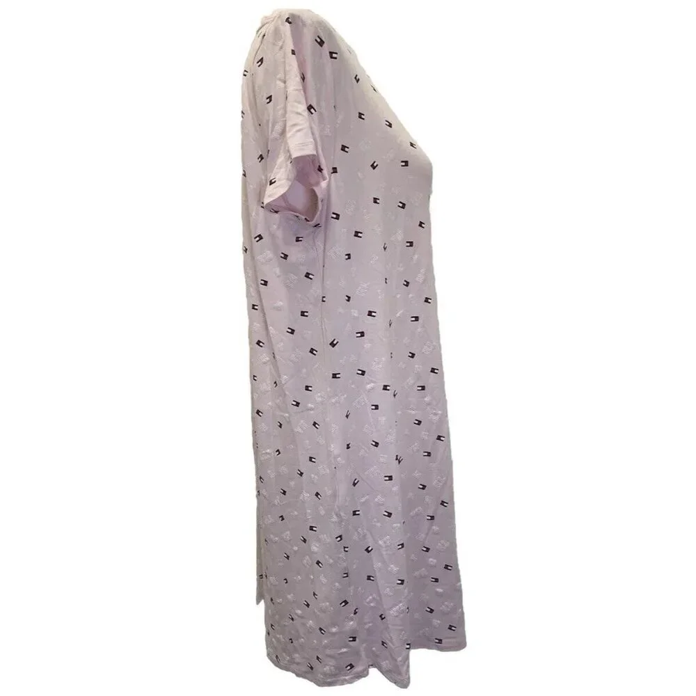TOMMY HILFIGER Sleep Shirt Womens Small Pink Tee Pull On Logo Sleepwear Dress M - Picture 3 of 6